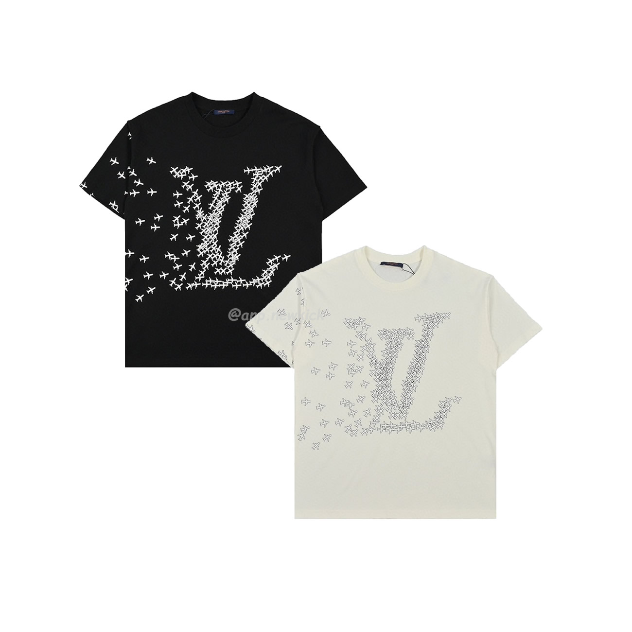 Louis Vuitton 20ss Small Aircraft Logo Printing Short Sleeved T Shirt (1) - newkick.app